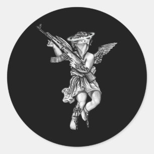 Avenging Angel Sinner Chicano Tattoo Ronde Sticker