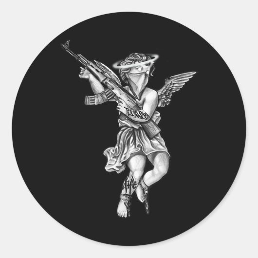 Avenging Angel Sinner Chicano Tattoo Ronde Sticker (Voorkant)