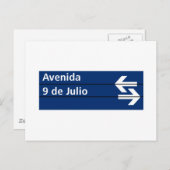 Avenida 9 de Julio, Buenos Aires Street Sign Briefkaart (Voorkant / Achterkant)