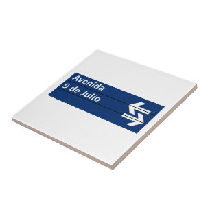 Avenida 9 de Julio, Buenos Aires Street Sign Tegeltje