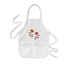 Avental motivo Natal Flores Vermelhas Kinder Schort