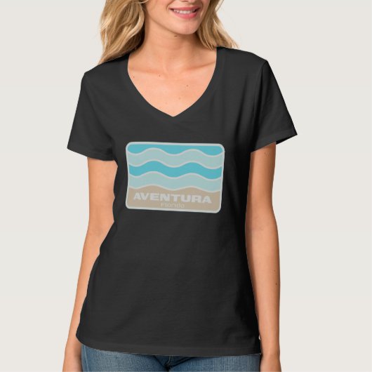Aventura Florida Retro FL Waves Beach Souvenir T-shirt (Voorkant)