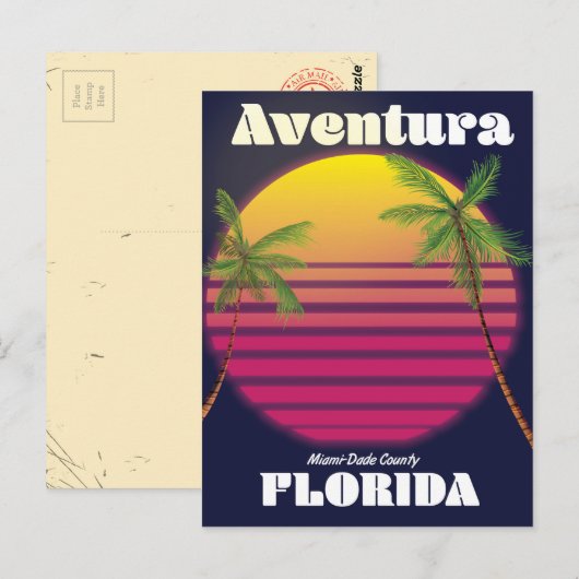 Aventura Florida USA reisposter van 80 jaar Briefkaart (Voorkant / Achterkant)