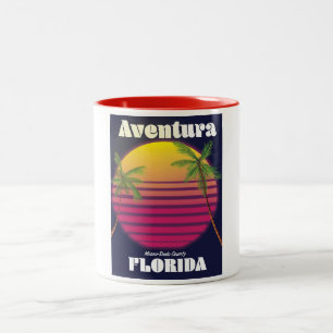 Aventura Florida USA reisposter van 80 jaar Tweekleurige Koffiemok