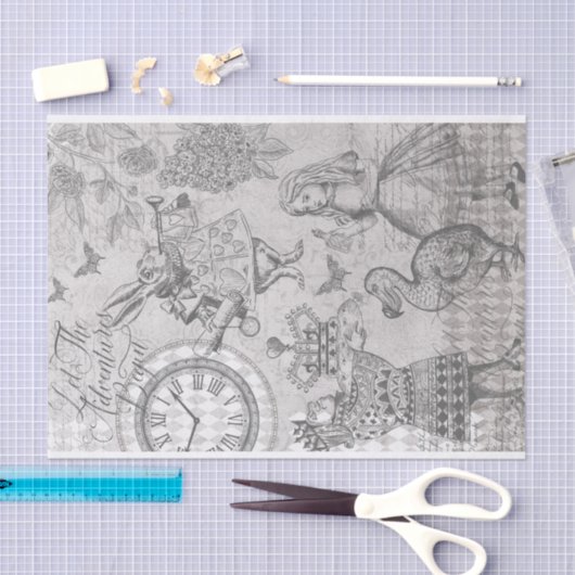 Aventures in Alice Wonderland Collage Decoupage Tissuepapier (Craft)