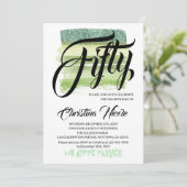 Aventurijn Green Glitter Brushes Fifty Birthday Kaart (Staand voorkant)