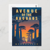 Avenue des Baobabs Madagaskar - Retro Afrikaans Briefkaart (Voorkant / Achterkant)