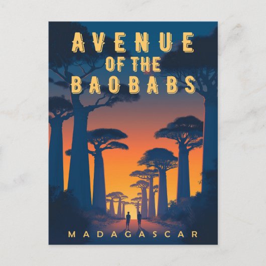 Avenue des Baobabs Madagaskar - Retro Afrikaans Briefkaart (Voorkant)
