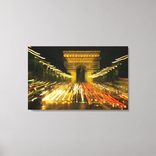 Avenue des Champs-Elysees, Arc de Triomphe, Canvas Afdruk (Voorkant)