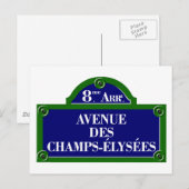 Avenue des Champs-Elyses, Paris Street Sign Briefkaart (Voorkant / Achterkant)
