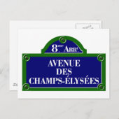 Avenue des Champs-Elyses, Paris Street Sign Briefkaart (Voorkant / Achterkant)
