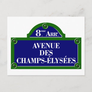 Avenue des Champs-Elyses, Paris Street Sign Briefkaart