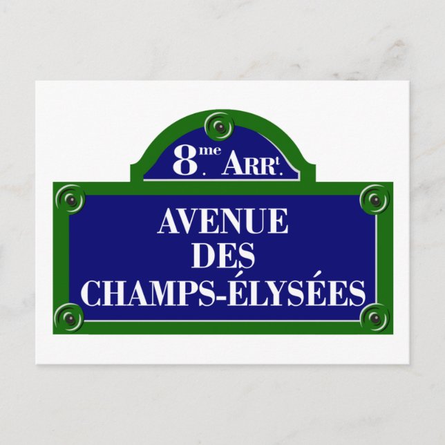 Avenue des Champs-Elyses, Paris Street Sign Briefkaart (Voorkant)