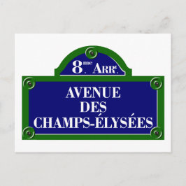 Avenue des Champs-Elyses, Paris Street Sign Briefkaart