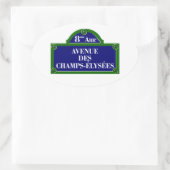 Avenue des Champs-Elyses, Paris Street Sign Ovale Sticker (Tas)