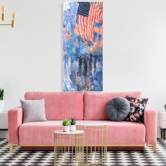 Avenue in de Regen door Frederick Childe Hassam Canvas Afdruk (Insitu (Woonkamer))