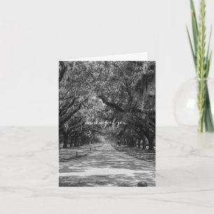 Avenue of Oaks Grayscale Denken aan je Kaart
