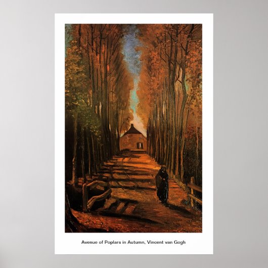 Avenue of Poplars in de herfst, Vincent van Gogh.  Poster (Voorkant)