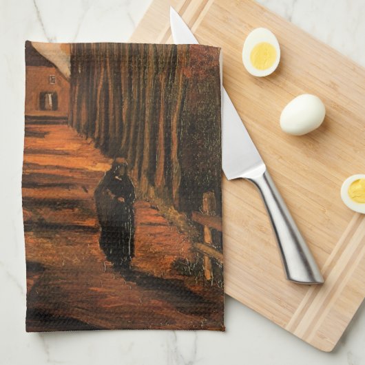 Avenue Poplars in het najaar door Vincent van Gogh Theedoek (Quarter Fold)