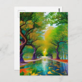 Avenue Trees najaarsbladeren Briefkaart (Voorkant / Achterkant)