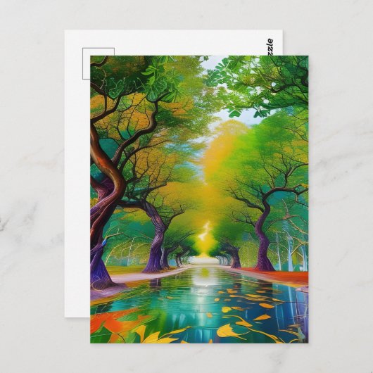 Avenue Trees najaarsbladeren Briefkaart (Voorkant / Achterkant)