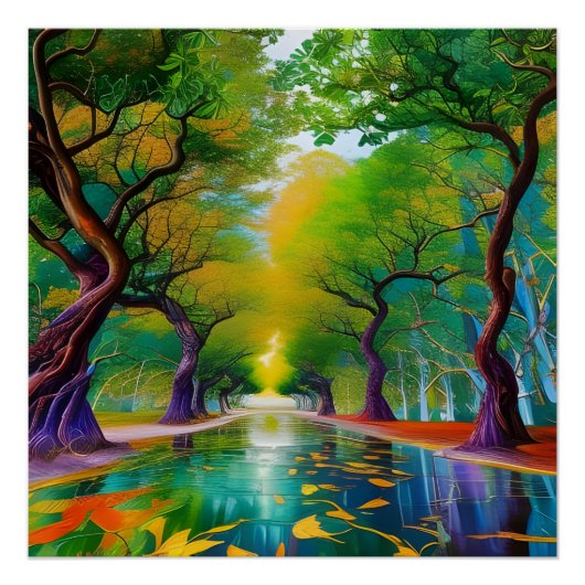Avenue Trees najaarsbladeren Perfect Poster (Voorkant)
