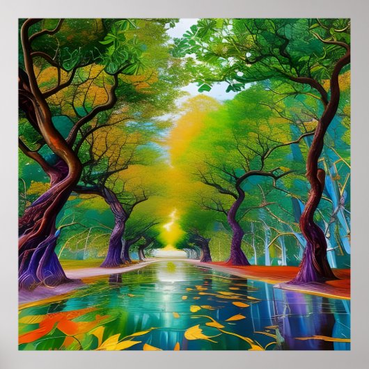 Avenue Trees najaarsbladeren Poster (Voorkant)