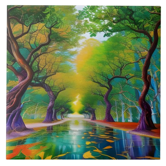 Avenue Trees najaarsbladeren Tegeltje (Voorkant)