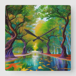 Avenue Trees najaarsbladeren Vierkante Klok