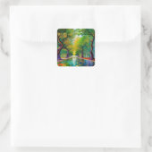 Avenue Trees najaarsbladeren Vierkante Sticker (Tas)