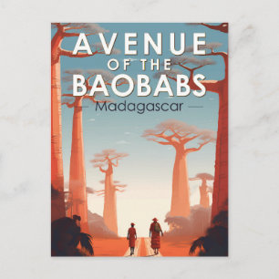Avenue van de Baobabs Madagascar Art Vintage Briefkaart