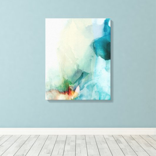 Aversion - Blue Waterverf Canvas Afdruk (Insitu (Houten vloer))