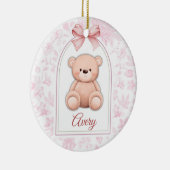 Avery | Aangepaste Roze Teddybeer Nursery Design Keramisch Ornament (Rechts)