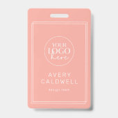 AVERY Blush Peach Logo QR Code Personeelskaart Badge (Voorzijde)