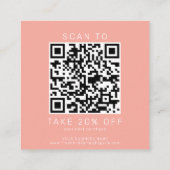 AVERY Blush Perzik Koraal Zakelijke QR Code Bedank Kortingskaartje (Achterkant)