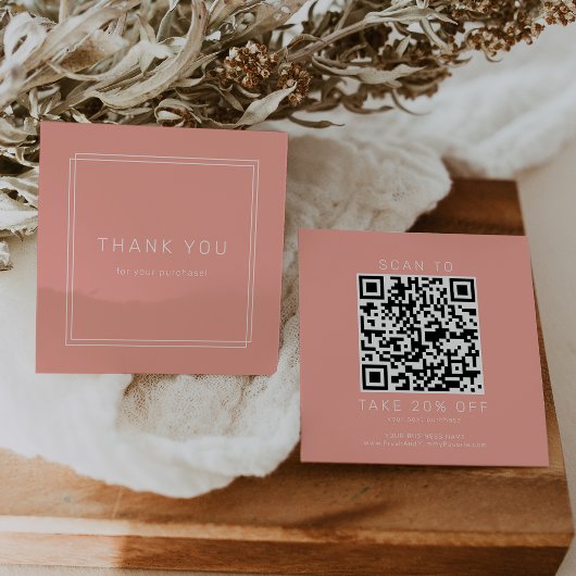 AVERY Blush Perzik Koraal Zakelijke QR Code Bedank Kortingskaartje