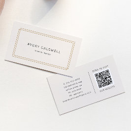 AVERY Chic Goud Zwart Crème Dubbel Frame QR Code Visitekaartje