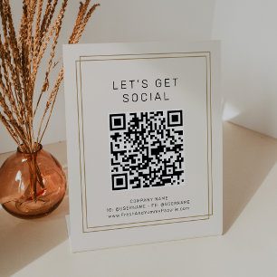 AVERY Chic Goud Zwart Crème Laten we Sociale Media Reclamebord Met Voetstuk