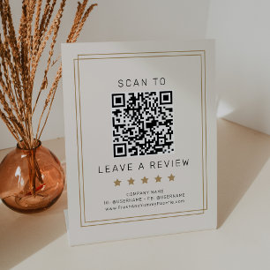 AVERY Chic Goud Zwart Crème QR Code Laat een revie Reclamebord Met Voetstuk