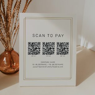 AVERY Chic Goud Zwart Zakelijk QR Code Scannen om Reclamebord Met Voetstuk