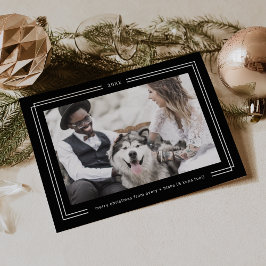 AVERY Dark Black Framed Couples Photo Christmas Feestdagenkaart