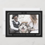 AVERY Dark Black Framed Couples Photo Christmas Feestdagenkaart (Voorkant)