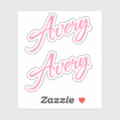 Avery Decoratieve Naam in Roze x2 Sticker (Vel)