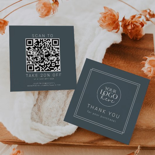 AVERY Donker Navyblauw Logo QR Code Bedankt Kortingskaartje