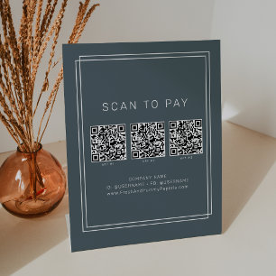 AVERY Donkerblauwe Zakelijke QR-code Scan om te Be Reclamebord Met Voetstuk