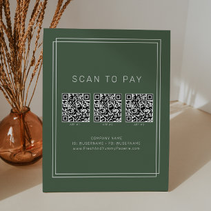AVERY Donkergroene Boho Zakelijke QR-code Scan om  Reclamebord Met Voetstuk