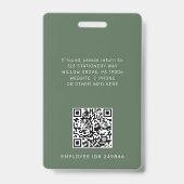 AVERY Donkergroene Logo QR-code Personeelskaart Badge (Achterkant)