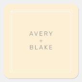 AVERY Eenvoudige Neutral Butter Yellow Wedding Sti Vierkante Sticker (Voorkant)