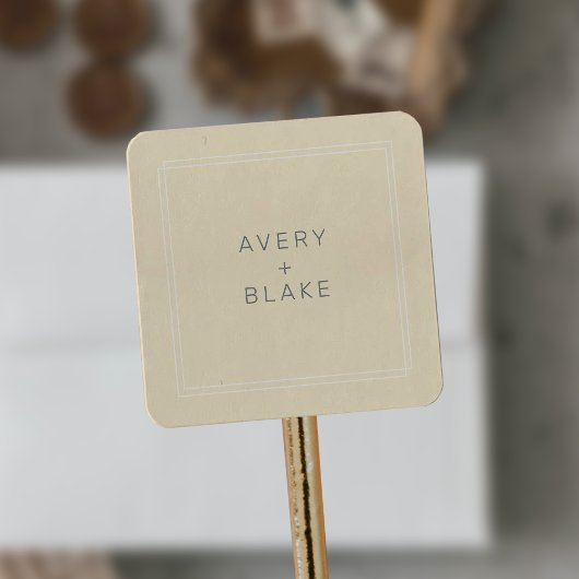 AVERY Eenvoudige Neutral Butter Yellow Wedding Sti Vierkante Sticker