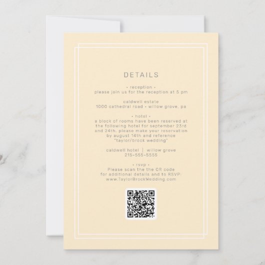 AVERY eenvoudige neutrale boter geel QR code bruil Kaart (Achterkant)